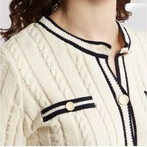 Frame Denim Cream Cardigan with Black Accents